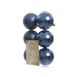Foto van 5 stuks kerstbal plastic glans-mat diameter 8cm nacht blauw ksd
