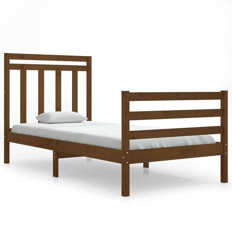 Foto van The living store massief grenenhouten bedframe - klassiek - bedframe - afmeting- 205.5 x 95.5 x 69.5 cm - ken-