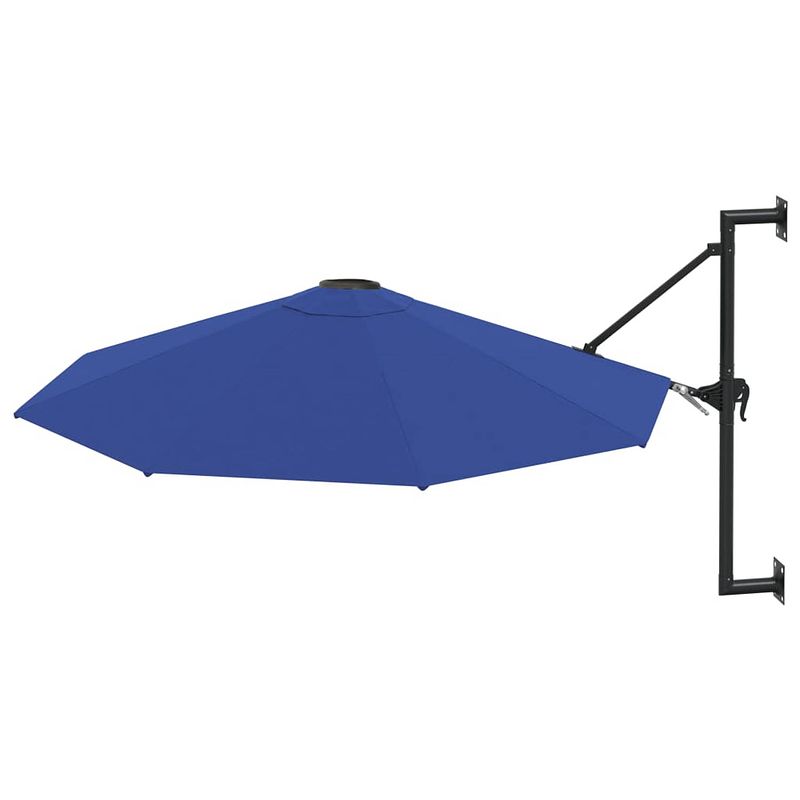 Foto van The living store parasol wandmontage - 300 x 131 cm - blauw - uv-beschermend - met zwengelsysteem