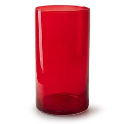 Foto van Bloemenvaas - cilinder model glas - rood/transparant - h30 x d15 cm - vazen