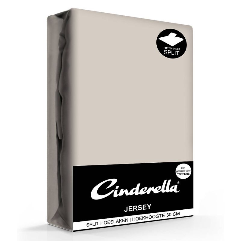 Foto van Cinderella jersey splithoeslaken taupe-200x200/210cm