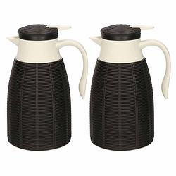 Foto van 2x zwarte koffiekan/isoleerkan 1 liter - thermoskannen