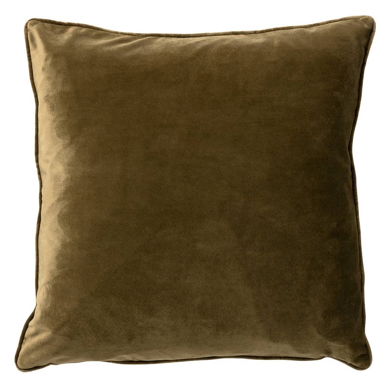 Foto van Dutch decor - finn - sierkussen velvet military olive 45x45 cm - groen