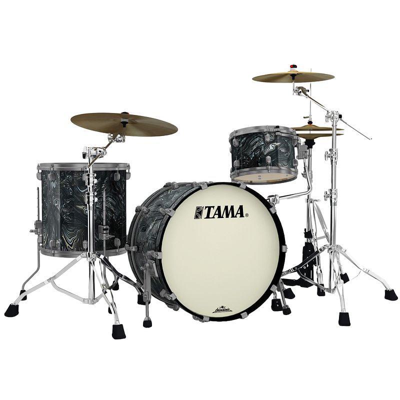 Foto van Tama mr32czus-ccl starclassic maple charcoal swirl 3d. shellset smoked black nickel hardware