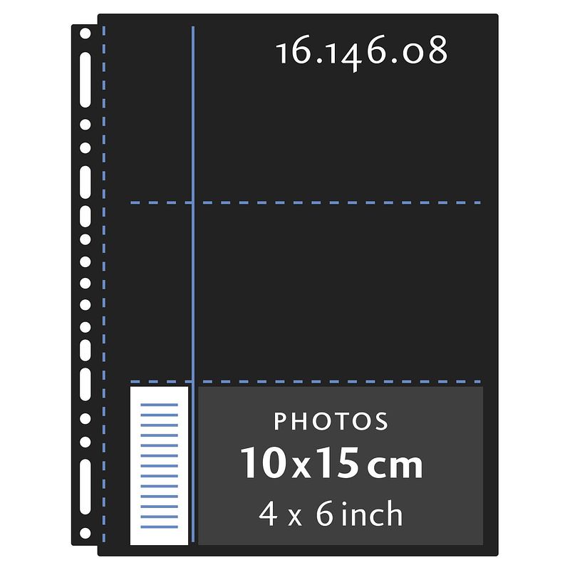 Foto van Henzo fototassen - 10 stuks insteekhoes voor 60 foto's liggend - fotomaat 10x15 cm - zwart