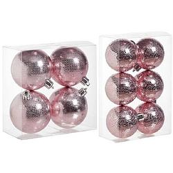 Foto van Kerstversiering set circel-motief kerstballen roze 6 - 8 cm - pakket van 20x stuks - kerstbal