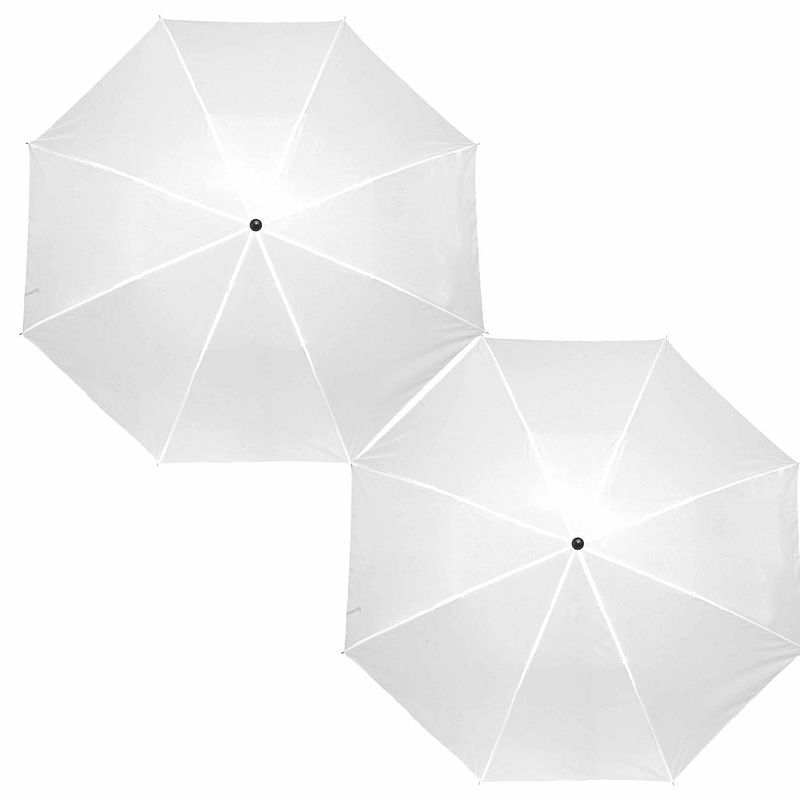 Foto van 2x stuks kleine opvouwbare paraplus wit 93 cm - paraplu's