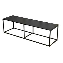 Foto van Gebor - tv-tafel - tv-meubel - mediameubel - veel ruimte - 2 verdiepingen - strak design - metaal - zwart -