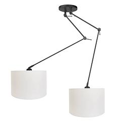 Foto van I-lumen hanglamp knik 2 lichts met witte kappen ø 40 cm zwart