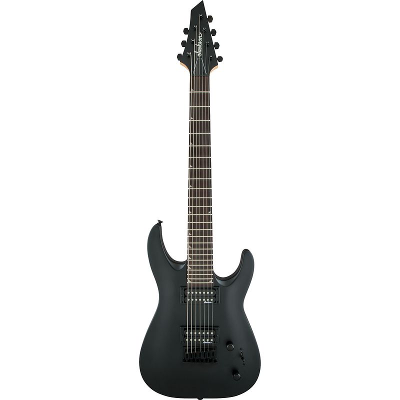 Foto van Jackson js series dinky arch top js22-7 dka ht satin black 7-snarige elektrische gitaar