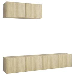 Foto van The living store tv-meubelset - sonoma eiken - 80 x 30 x 30 cm - 3 x tv-meubel