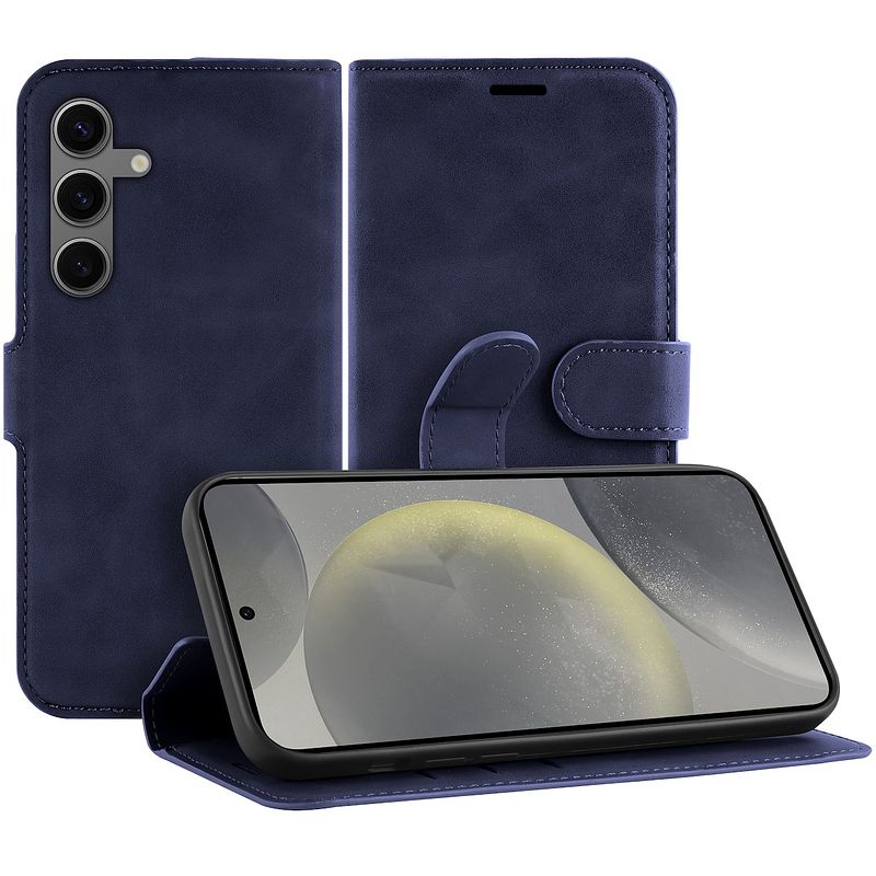 Foto van Just in case premium wallet case voor samsung s24 telefoonhoesje blauw