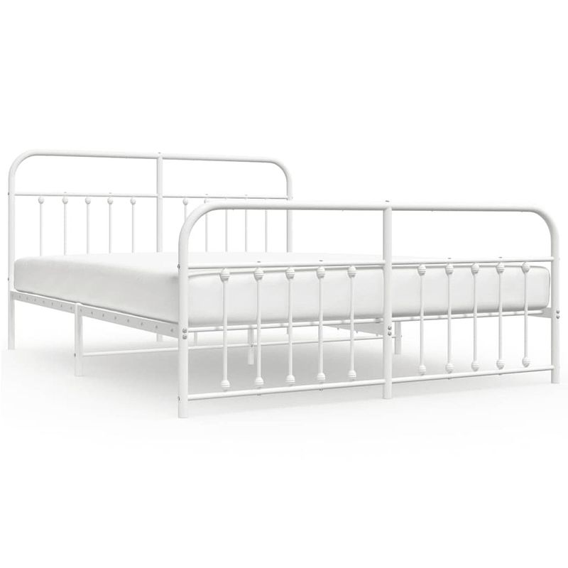 Foto van Vidaxl bedframe met hoofd- en voeteneinde metaal wit 183x213 cm