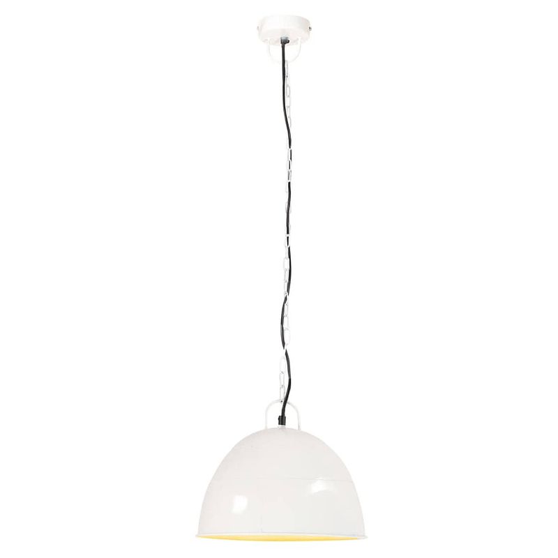 Foto van The living store hanglamp vintage wit - ijzeren lampenkap met 31 cm diameter - e27 fitting (max 25w) - industriële