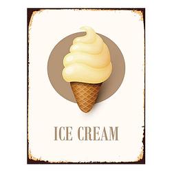 Foto van Clayre & eef tekstbord 25x33 cm wit ijzer rechthoek ijshoorn ice cream wandbord spreuk wandplaat wit wandbord spreuk