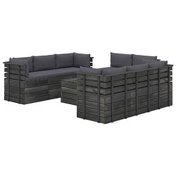 Foto van Vidaxl 9-delige loungeset met kussens pallet massief grenenhout