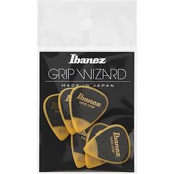 Foto van Ibanez ppa14hsgye grip wizard series sand grip plectrumset 6-pack teardrop geel heavy