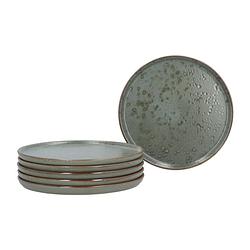 Foto van 6 stuks aardewerk ontbijtborden / dessertbord 21 cm - groen-grijs