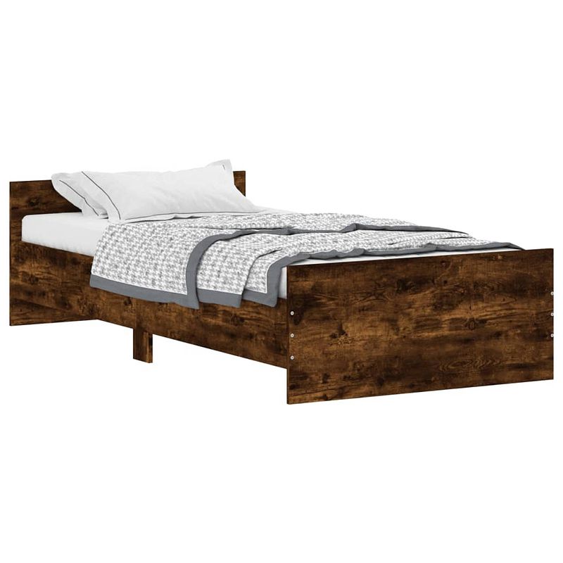 Foto van Vidaxl bedframe bewerkt hout gerookt eikenkleurig 90x190 cm