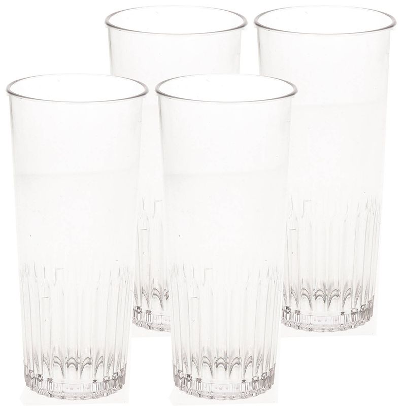 Foto van 6x stuks onbreekbaar bierglas ribbel transparant kunststof 30 cl/300 ml - bierglazen