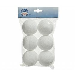 Foto van Decoris - 3 stuks sneeuwballen foam hang d8 cm wit 6st