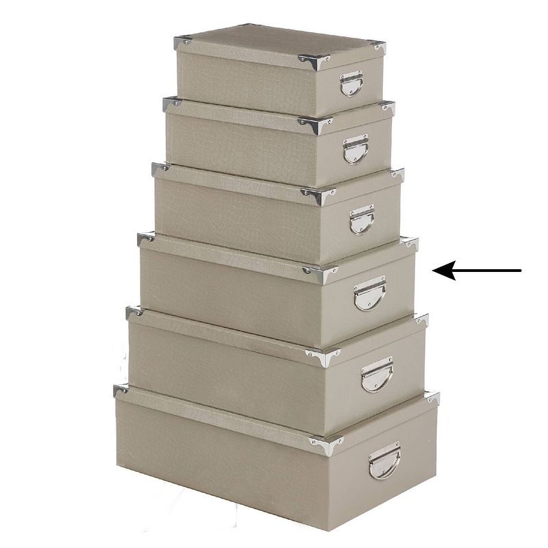 Foto van 5five opbergdoos/box - beige - l40 x b26.5 x h14 cm - stevig karton - crocobox - opbergbox