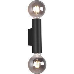 Foto van Led wandlamp - wandverlichting - trion vundon - e27 fitting - 2-lichts - rond - mat zwart - aluminium