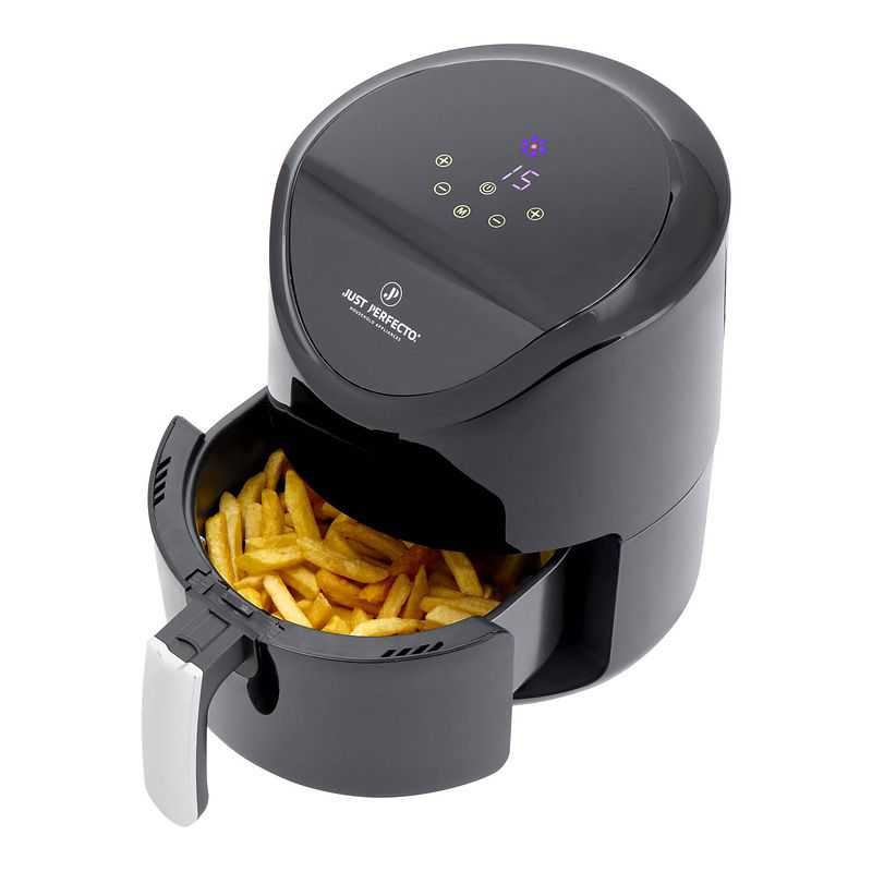 Foto van Just perfecto airfryer 3.5l - 1200w - met touchscreen & led display - inclusief grillplaat - zwart