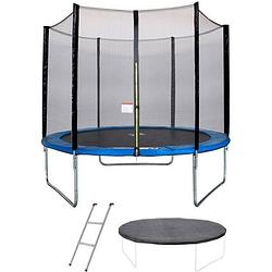 Foto van Trampoline maxi eco 300 cm blauw - met net, ladder, beschermhoes