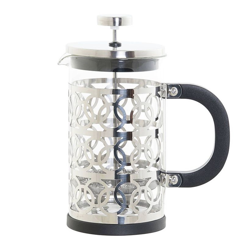 Foto van Cafetiere french press koffiezetter zwart met inox 600 ml - cafetiere