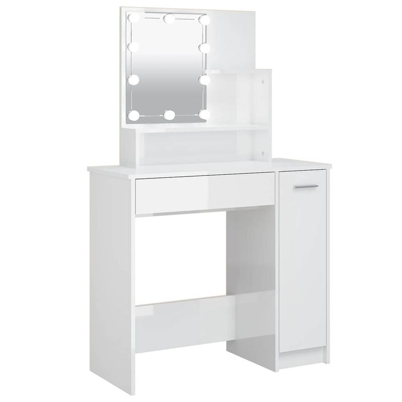 Foto van Vidaxl kaptafel met led-verlichting 86,5x35x136 cm hoogglans wit