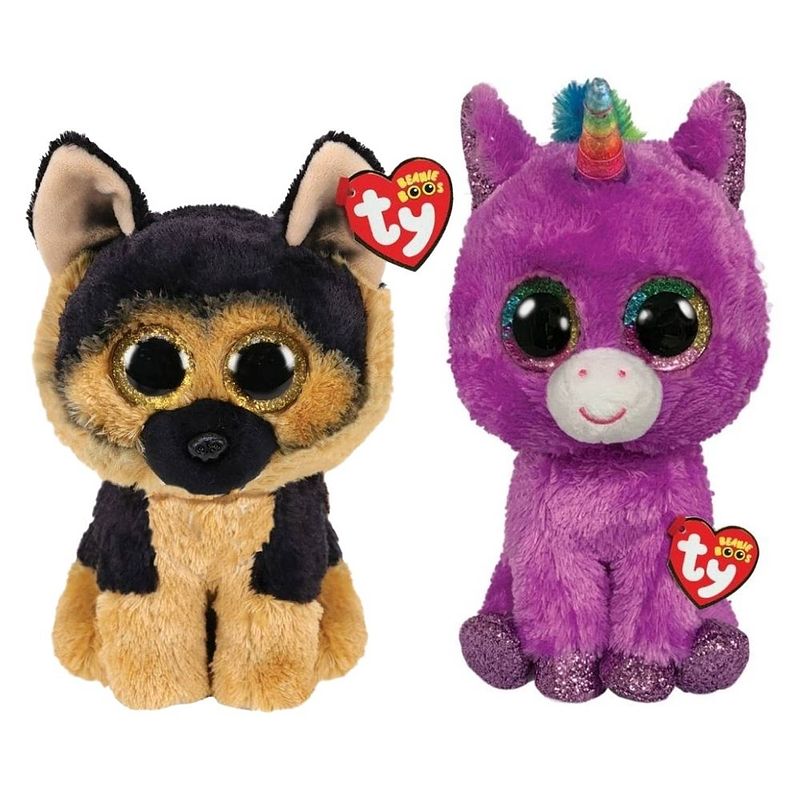 Foto van Ty - knuffel - beanie buddy - spirit german shepherd & rosette unicorn