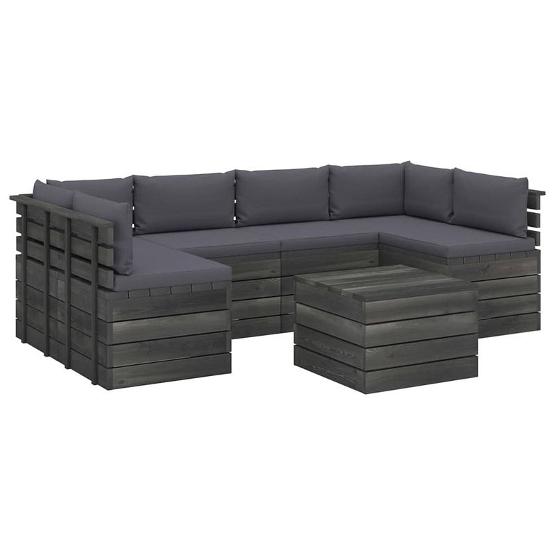 Foto van Vidaxl 7-delige loungeset met kussens pallet massief grenenhout