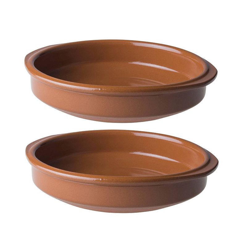 Foto van 3x tapas schaaltjes terracotta 20 x 4,5 cm - serveerschalen