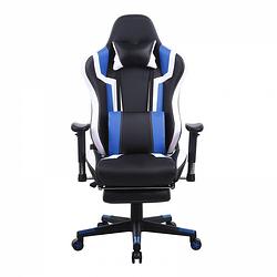 Foto van Gamestoel tornado relax bureaustoel - met voetsteun - ergonomisch - zwart blauw