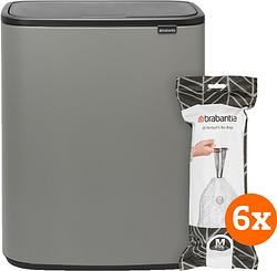 Foto van Brabantia bo touch bin 60 liter mineral concrete grey + vuilniszakken (120 stuks)