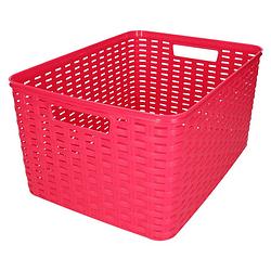 Foto van Plasticforte opbergmand/kastmandje - 18 liter - fuchsia roze - kunststof - 28 x 38 x 19 cm - opbergbox