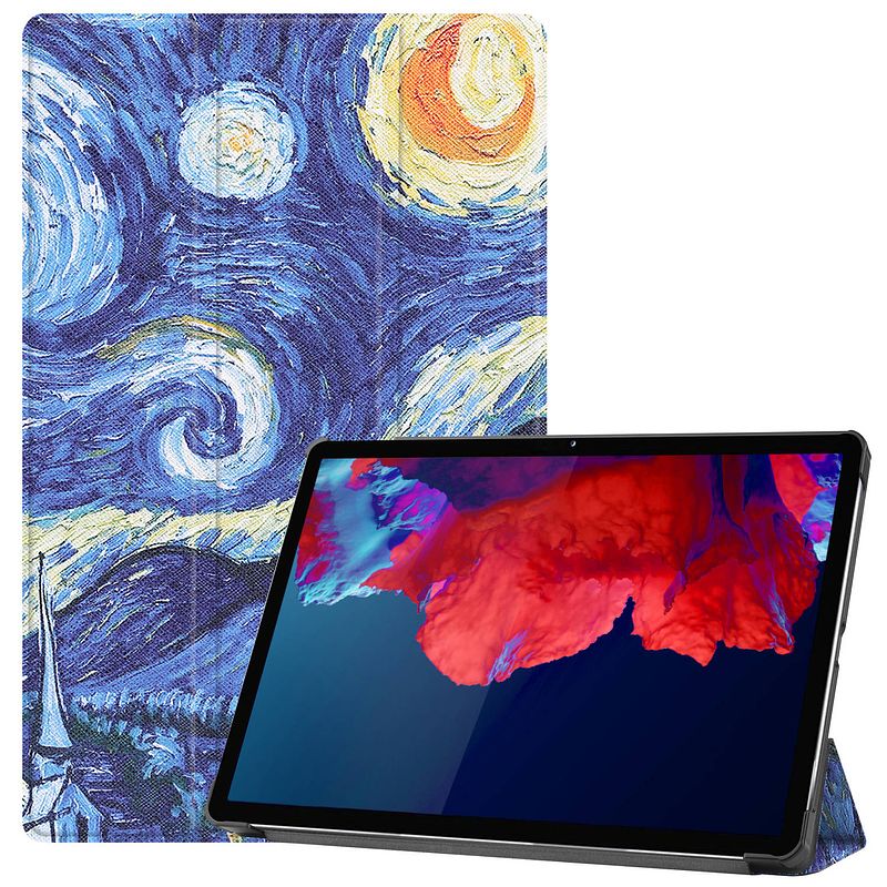 Foto van Basey lenovo tab p11 plus hoes case - lenovo tab p11 plus hoesje sterrenhemel - lenovo tab p11 plus book case cover