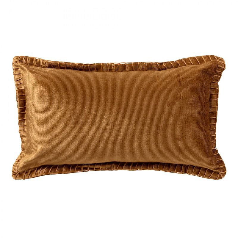 Foto van Casa di elturo velvet kussen gold brown - bruin/goud 30 x 50 cm (incl. vulling)