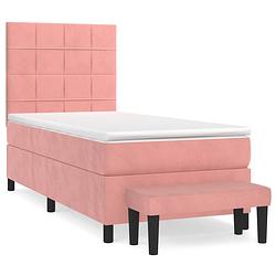 Foto van The living store bed velvet - boxspringbed 193x90 - roze