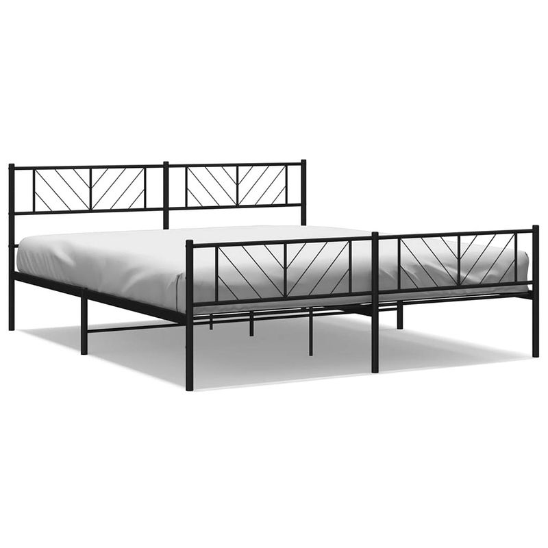 Foto van Vidaxl bedframe met hoofd- en voeteneinde metaal zwart 183x213 cm