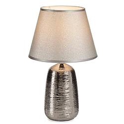 Foto van Design tafellamp/schemerlampje zilverkleurige kap en basis 28 x 41 cm - tafellampen