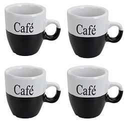 Foto van Koffiemok - set 6x stuks - zwart - keramiek - 150 ml - bekers