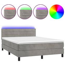 Foto van The living store bed - led - fluwelen stof - verstelbaar hoofdbord - pocketvering matras - huidvriendelijk topmatras -