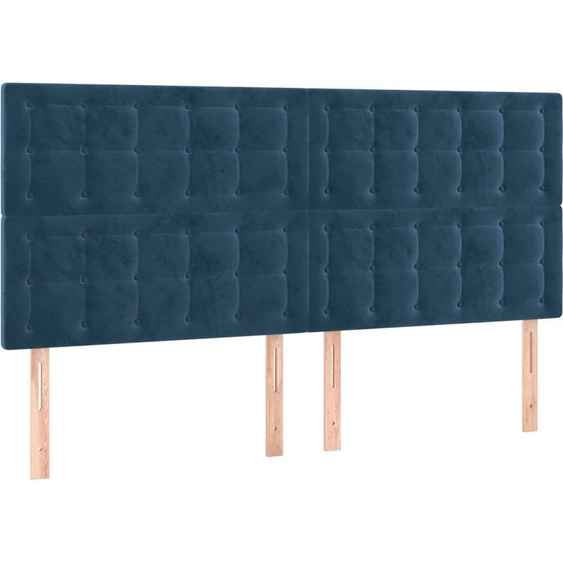 Foto van The living store bed - luxe boxspring met led - 160x200 cm - donkerblauw fluweel