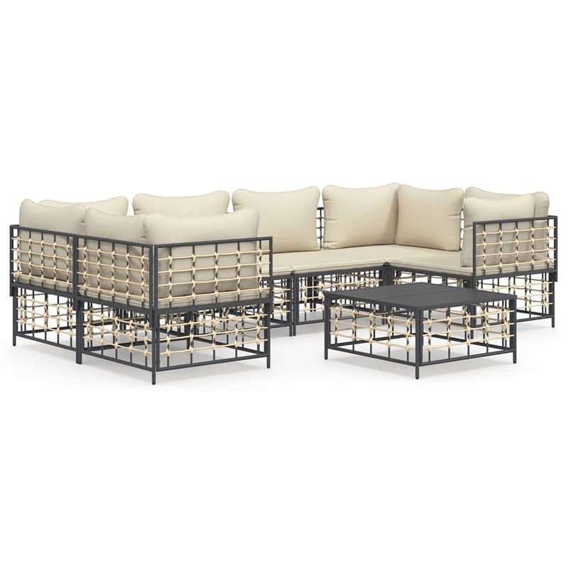 Foto van Vidaxl 7-delige loungeset met kussens poly rattan antracietkleurig