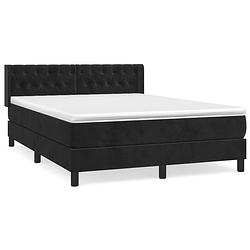 Foto van The living store boxspringbed - zwart fluwelen bedframe 203x147x78/88cm - pocketvering matras 140x200x20cm -