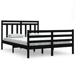 Foto van Vidaxl bedframe massief hout zwart 140x200 cm