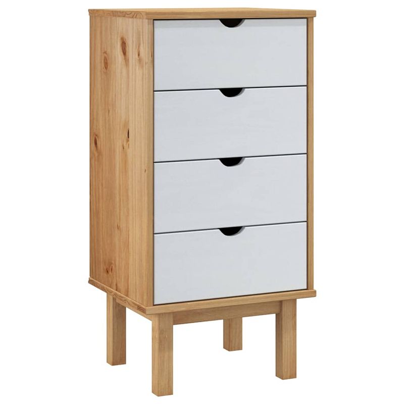 Foto van The living store otta houten ladekast - 46 x 39.5 x 90 cm - massief grenenhout en bewerkt hout