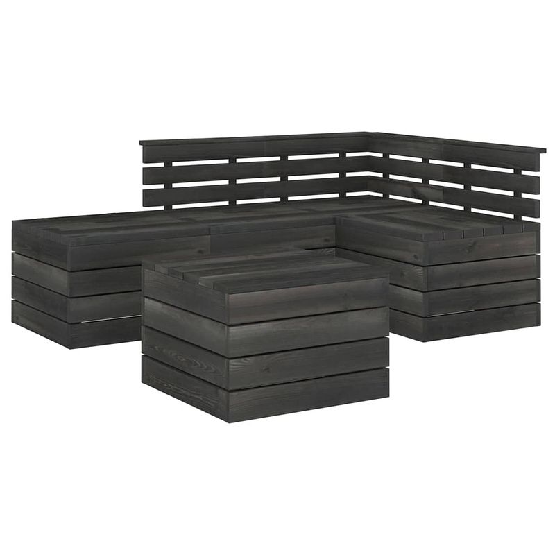 Foto van Vidaxl 5-delige loungeset pallet massief grenenhout donkergrijs